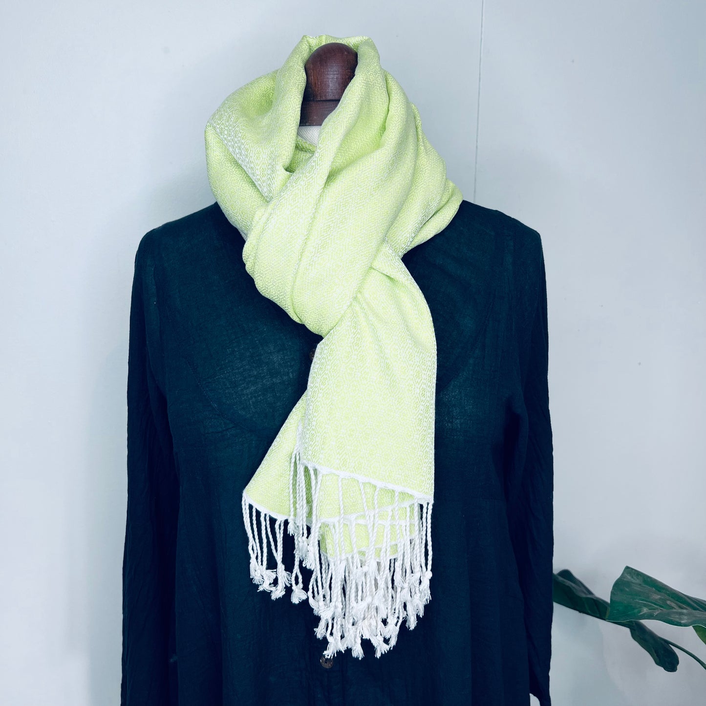 Lime, Butterfy Handwoven 100% Cotton Scarf | Shawl