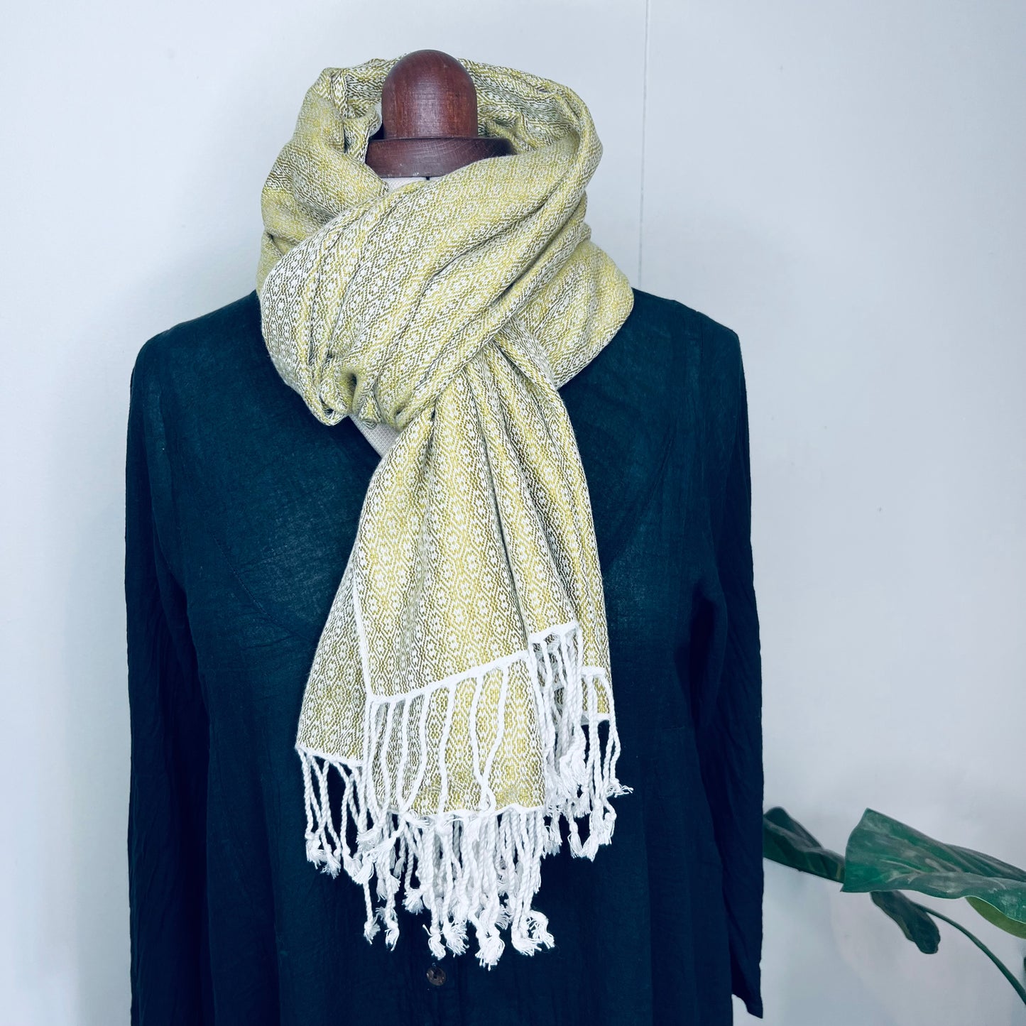 Classic Cream, Butterfy Handwoven 100% Cotton Scarf | Shawl