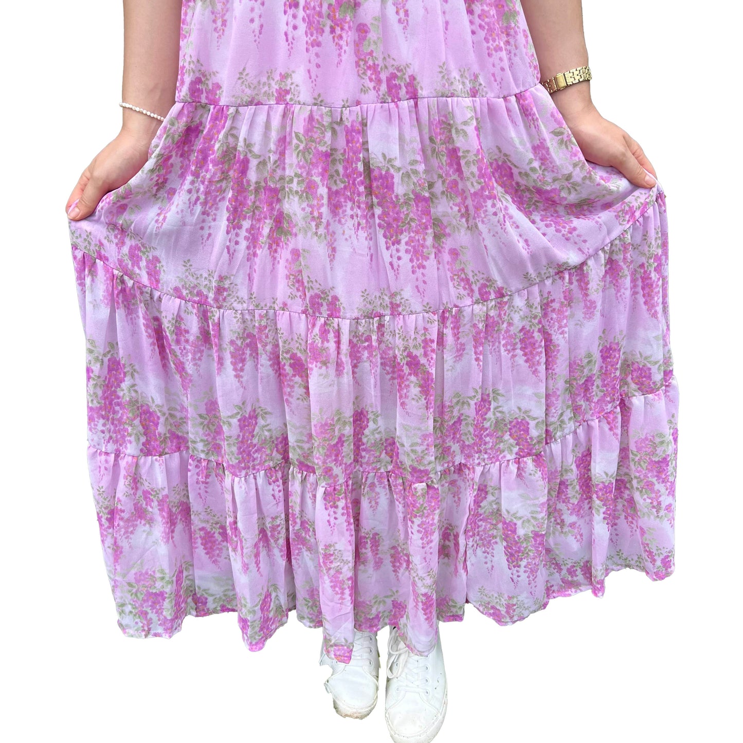 Boho Chic Pink Floral Maxi Dress | Flutter Sleeves | Versatile Summer Style