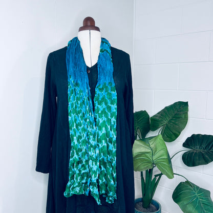 Sapphire, Handwoven 100% Mulberry Silk Tie Dye Scarf | Scrunched