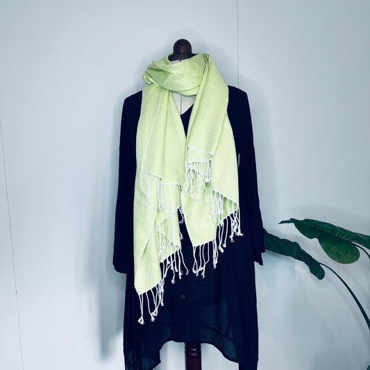 Lime, Butterfy Handwoven 100% Cotton Scarf | Shawl