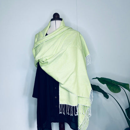 Lime, Butterfy Handwoven 100% Cotton Scarf | Shawl