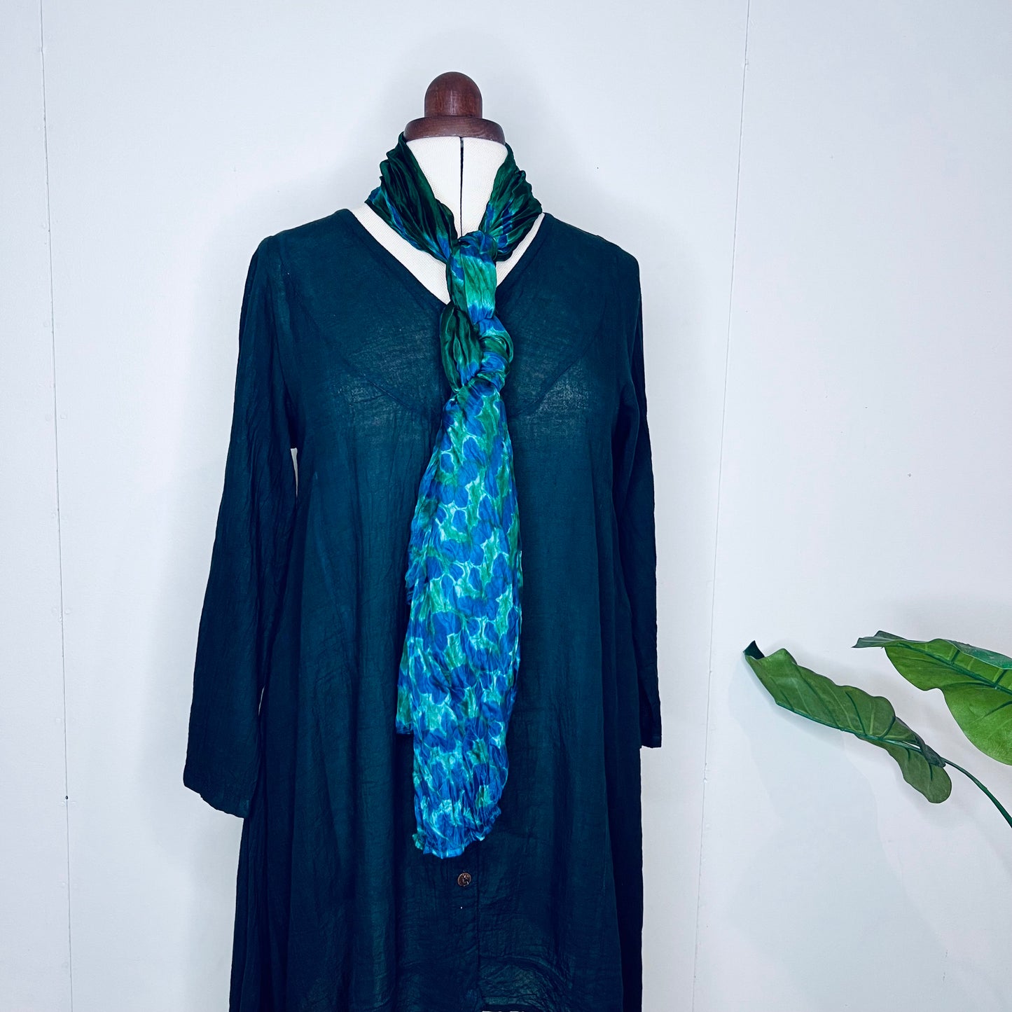 Forest Green, Handwoven 100% Mulberry Silk Scarf | Scrunched