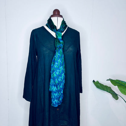 Forest Green, Handwoven 100% Mulberry Silk Scarf | Scrunched