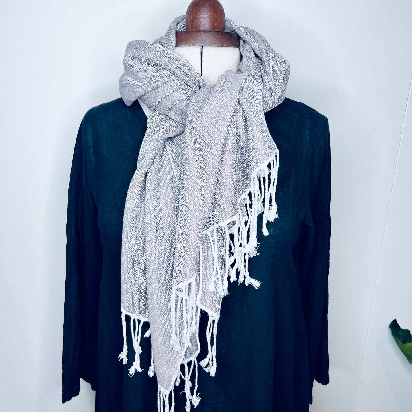 Pastel Grey, Butterfy Handwoven 100% Cotton Scarf | Shawl