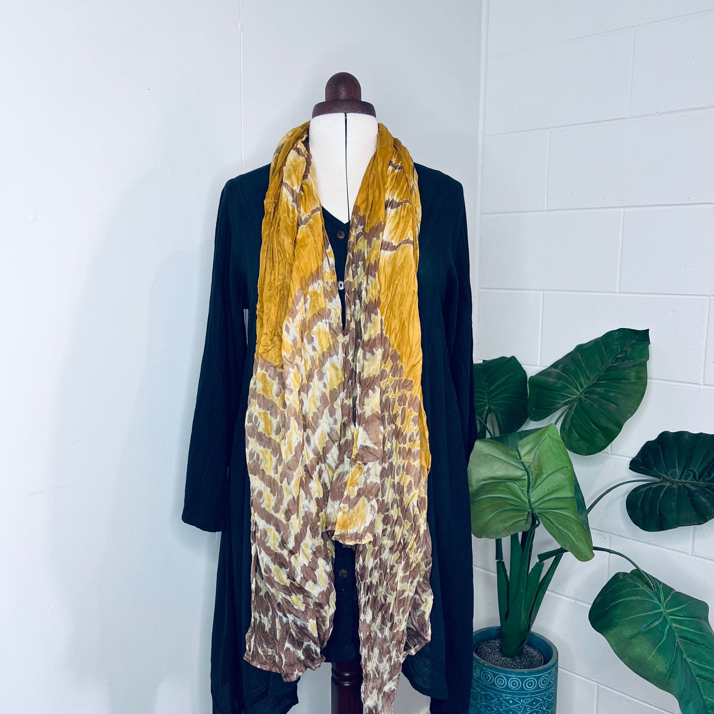 Gold, Handwoven 100% Mulberry Silk Scarf | Scrunched