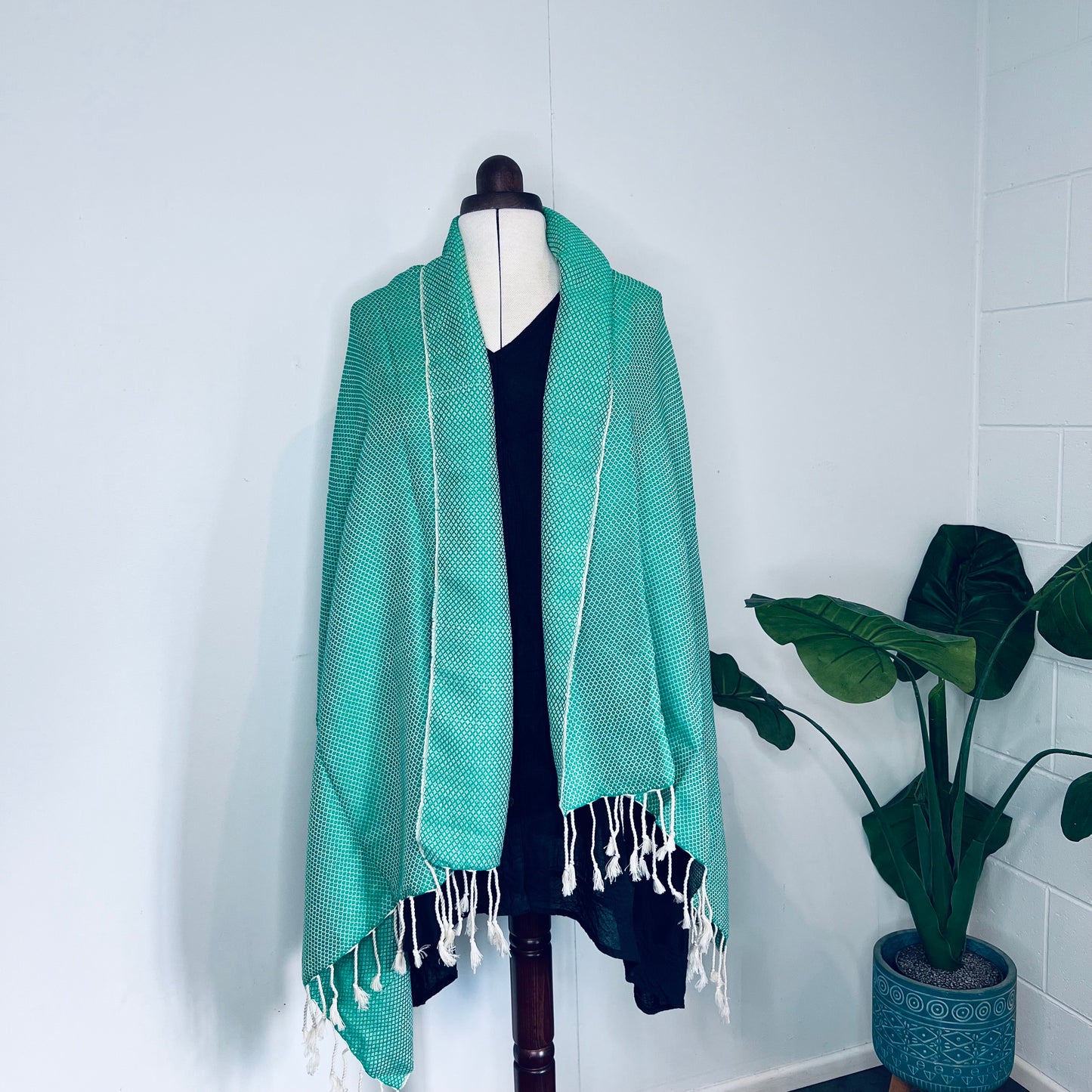 Green, Petals Handwoven 100% Cotton Scarf | Shawl