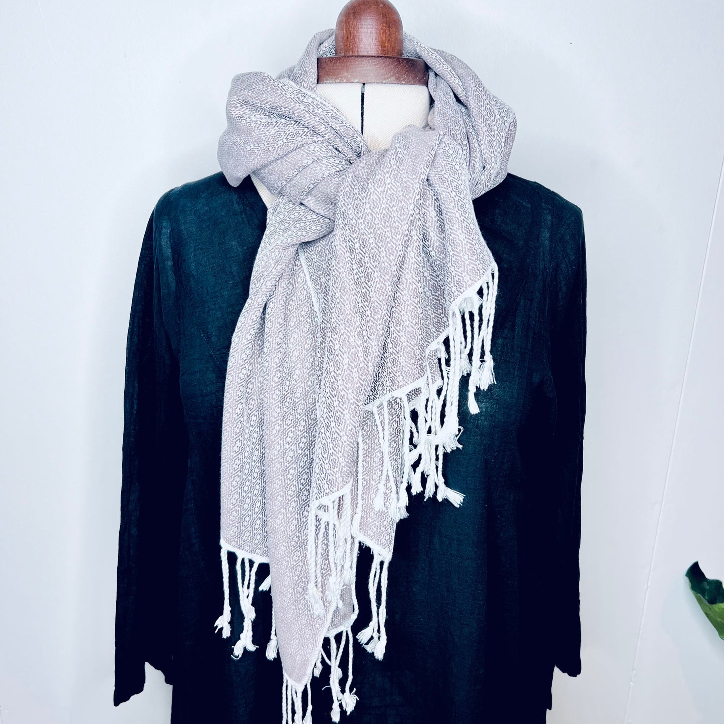 Pastel Grey, Butterfy Handwoven 100% Cotton Scarf | Shawl