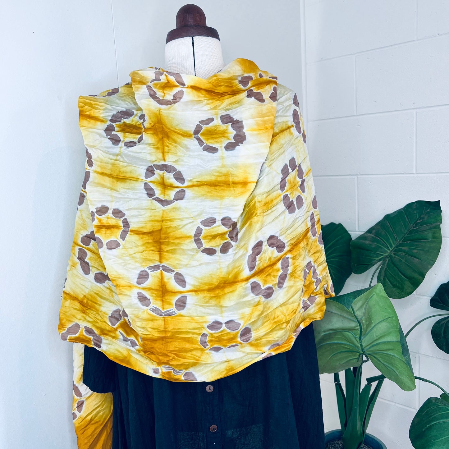 Daisy, Handwoven 100% Mulberry Silk Tie Dye Scarf | Scrunched