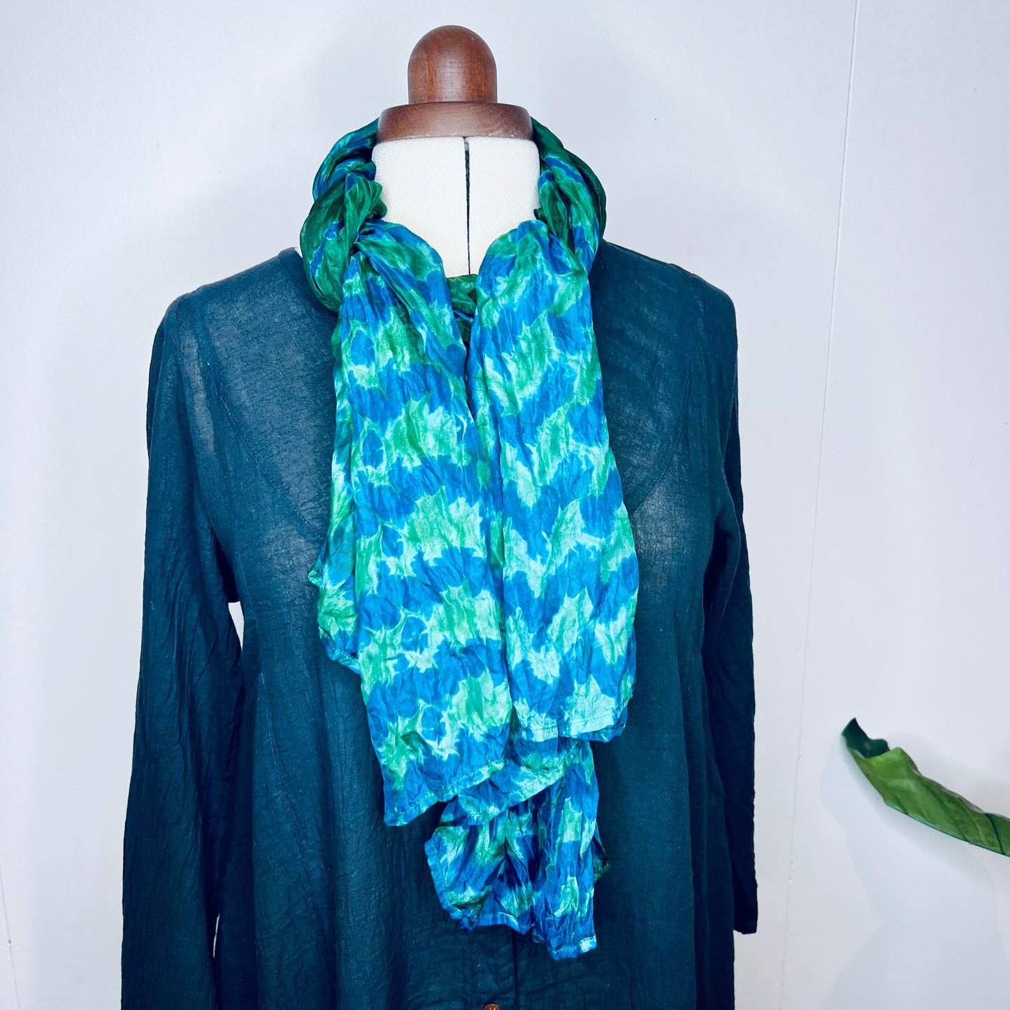 Forest Green, Handwoven 100% Mulberry Silk Scarf | Scrunched