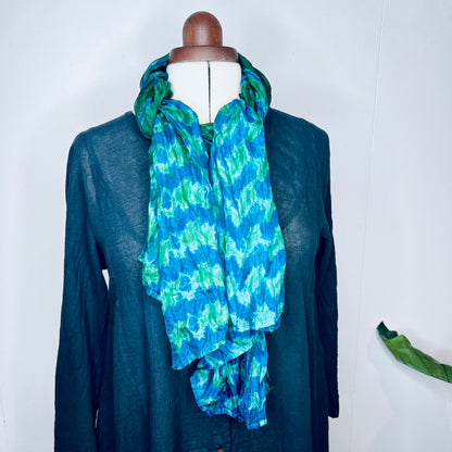 Forest Green, Handwoven 100% Mulberry Silk Scarf | Scrunched