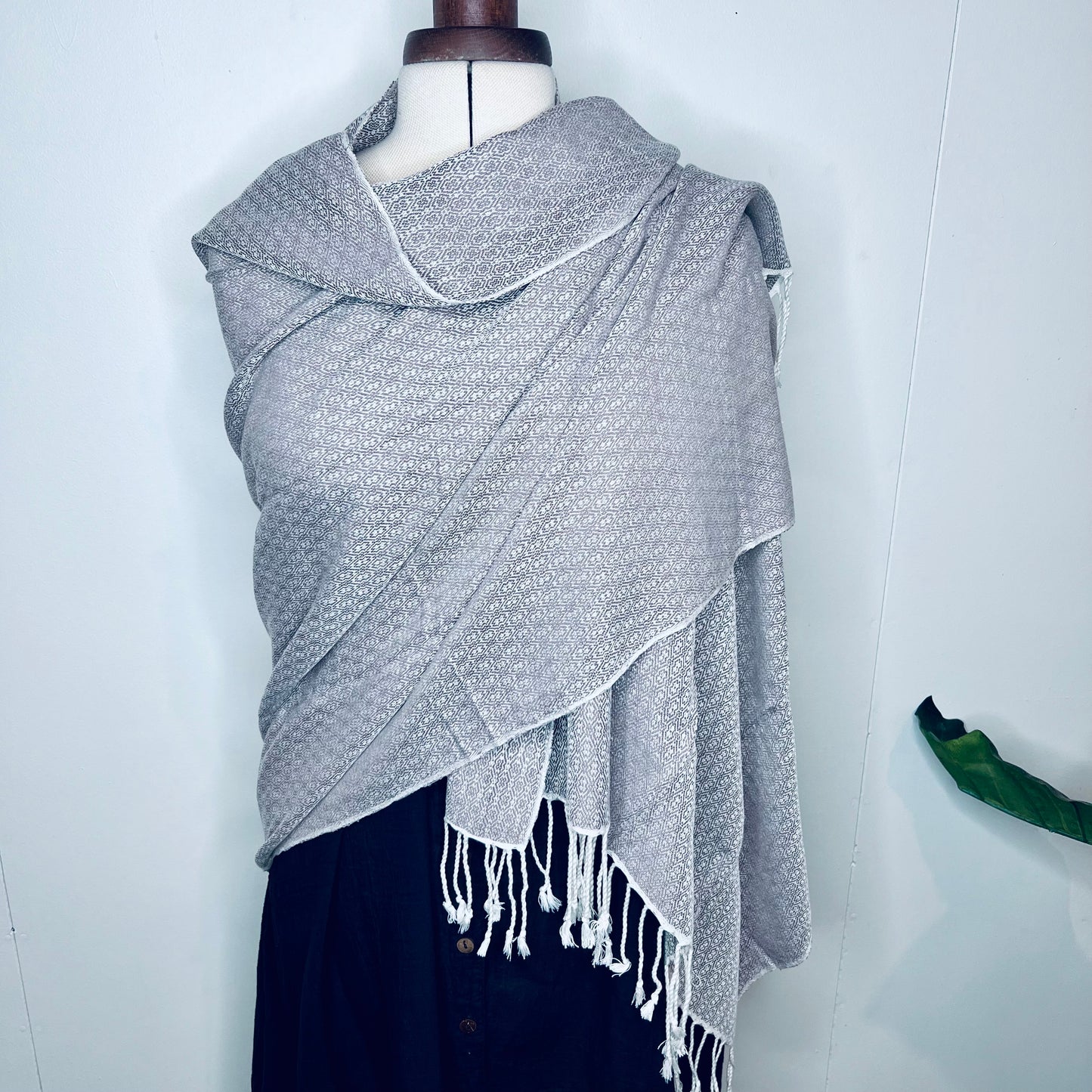 Pastel Grey, Butterfy Handwoven 100% Cotton Scarf | Shawl