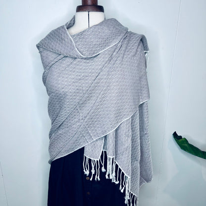 Pastel Grey, Butterfy Handwoven 100% Cotton Scarf | Shawl
