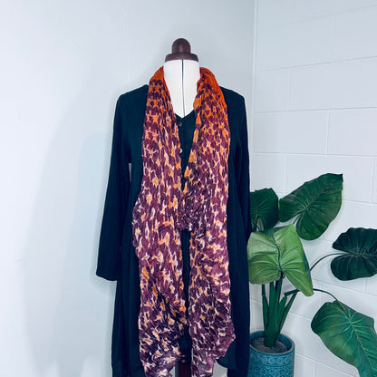 Orange, Handwoven 100% Mulberry Silk Tie Dye Scarf | Scrunched