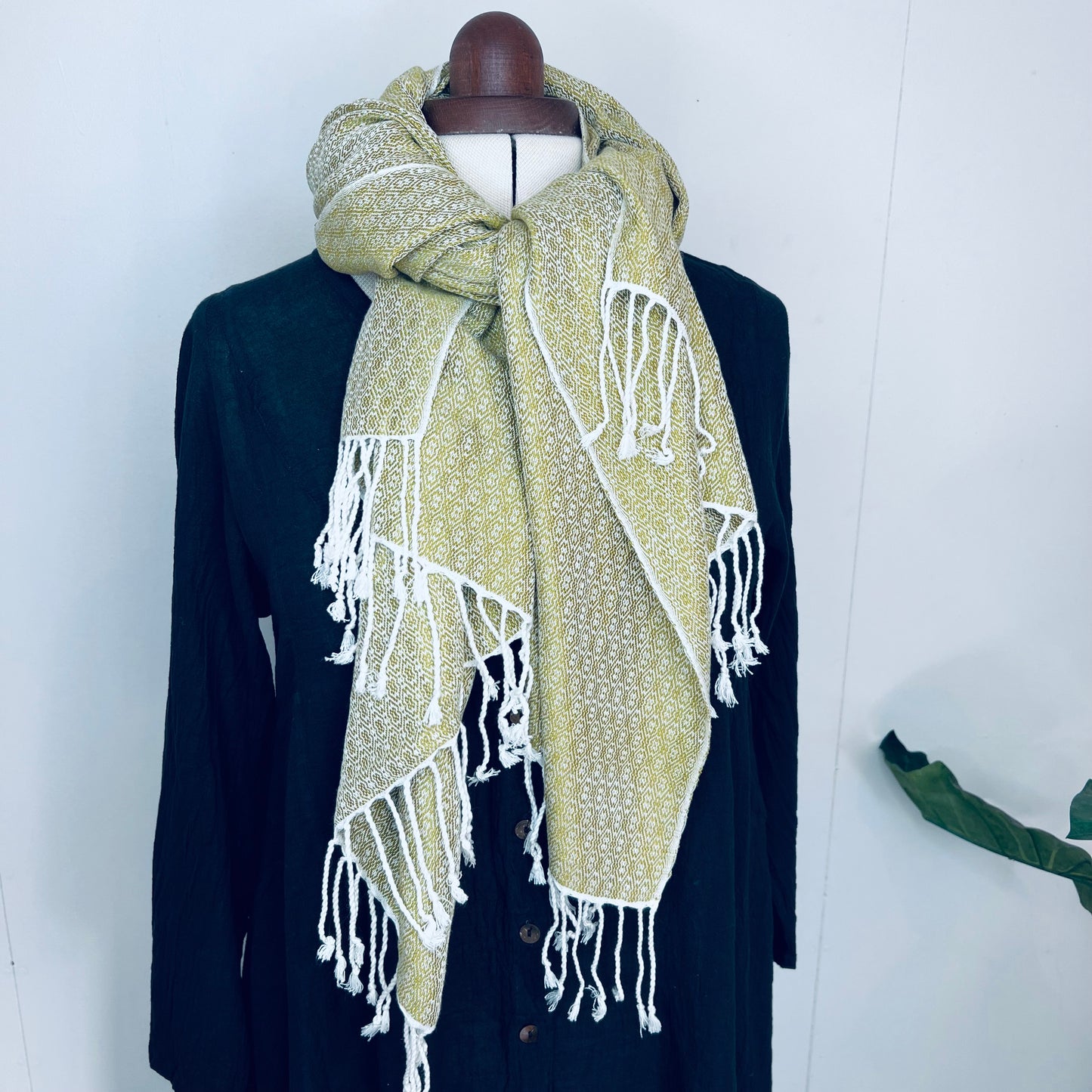 Classic Cream, Butterfy Handwoven 100% Cotton Scarf | Shawl