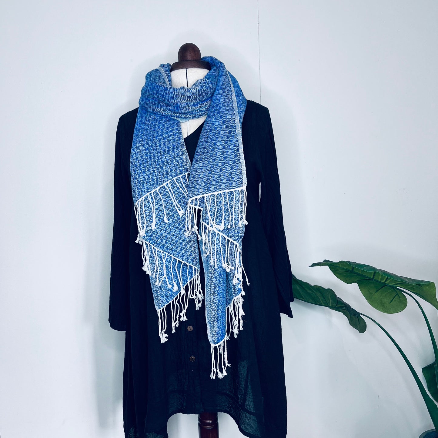 Blue, Butterfy Handwoven 100% Cotton Scarf | Shawl