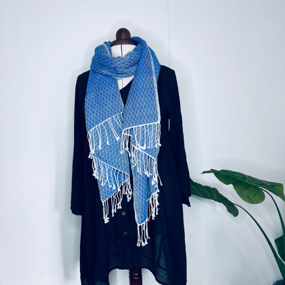Blue, Butterfy Handwoven 100% Cotton Scarf | Shawl