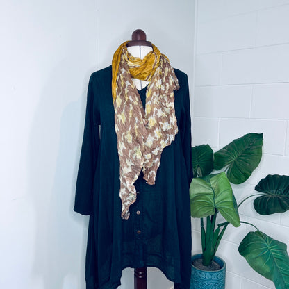 Gold, Handwoven 100% Mulberry Silk Scarf | Scrunched