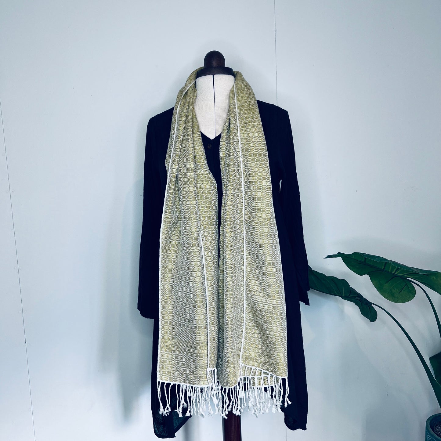 Classic Cream, Butterfy Handwoven 100% Cotton Scarf | Shawl