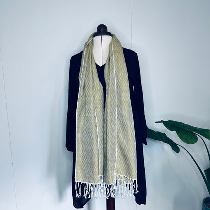 Classic Cream, Butterfy Handwoven 100% Cotton Scarf | Shawl