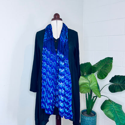 Royal Blue, Handwoven 100% Mulberry Silk Tie Dye Scarf | Scrunched