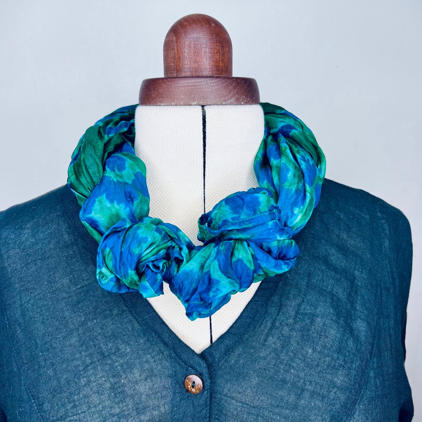 Forest Green, Handwoven 100% Mulberry Silk Scarf | Scrunched