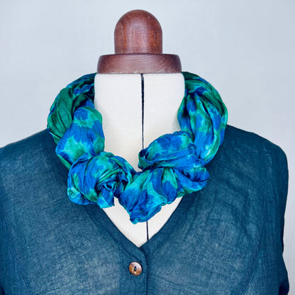 Forest Green, Handwoven 100% Mulberry Silk Scarf | Scrunched