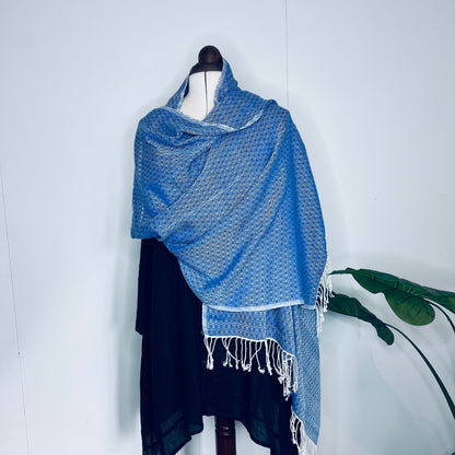Blue, Butterfy Handwoven 100% Cotton Scarf | Shawl