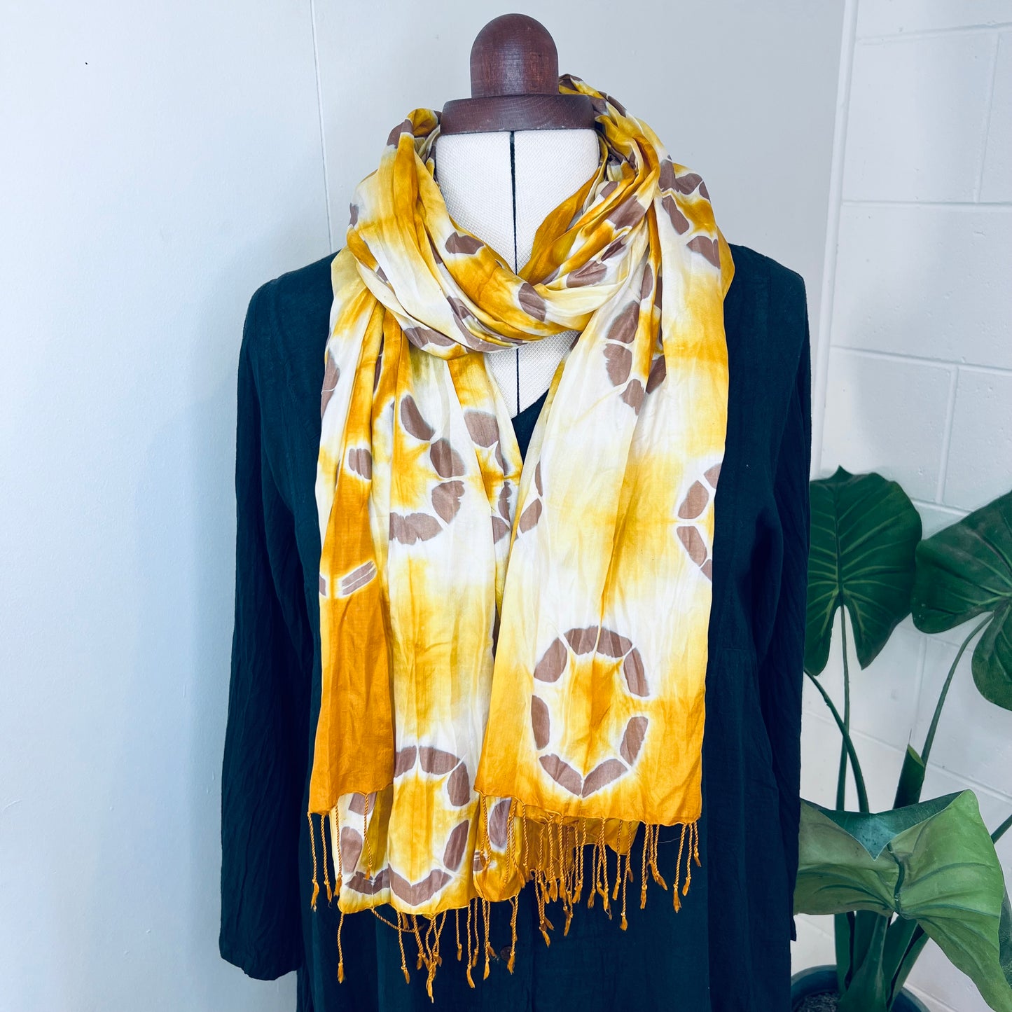 Daisy, Handwoven 100% Mulberry Silk Tie Dye Scarf | Scrunched
