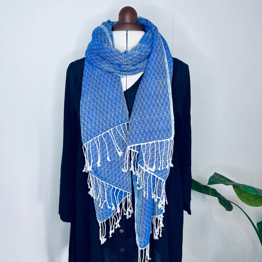 Blue, Butterfy Handwoven 100% Cotton Scarf | Shawl