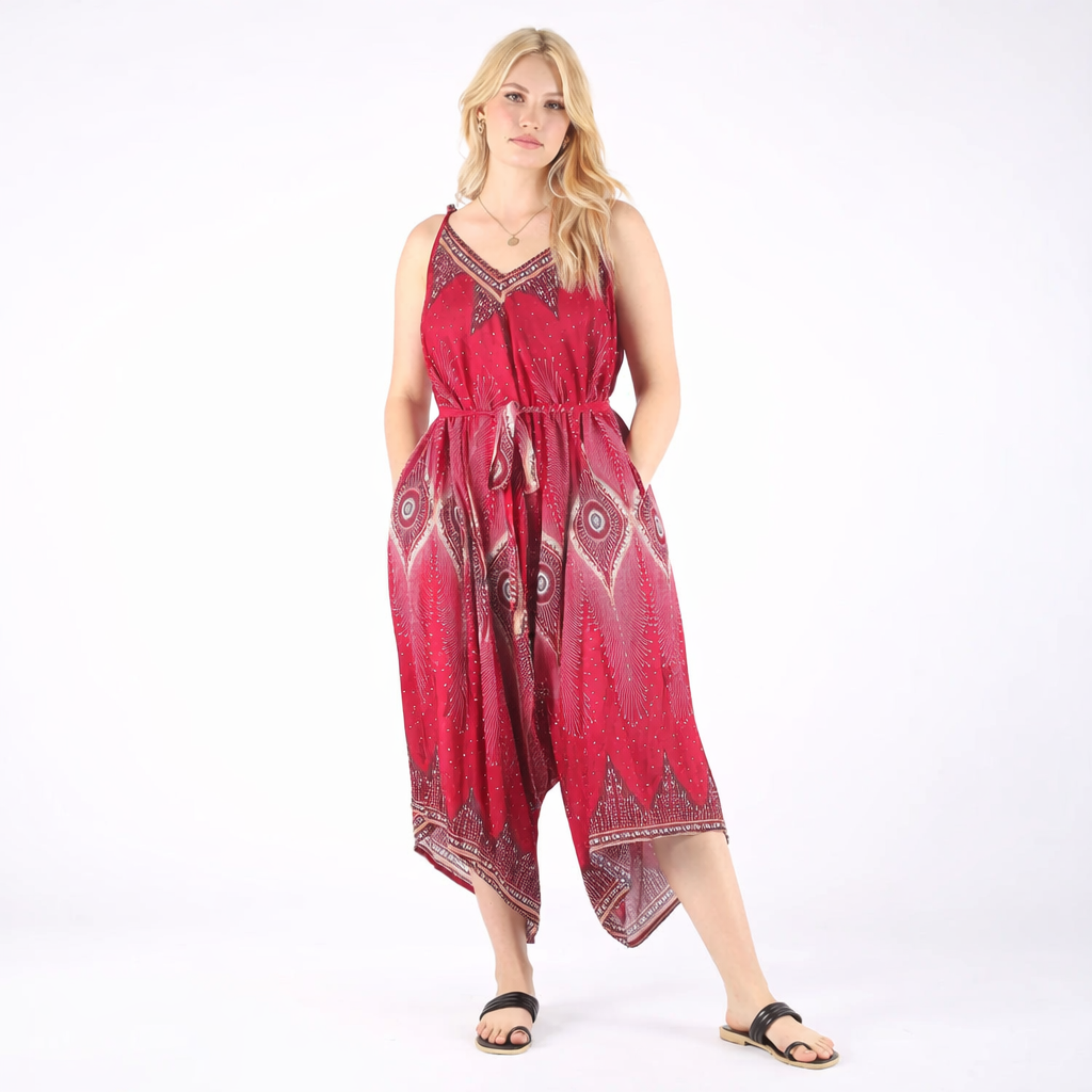 Peacock Eye Wide Leg Jumpsuit – Relaxed Fit