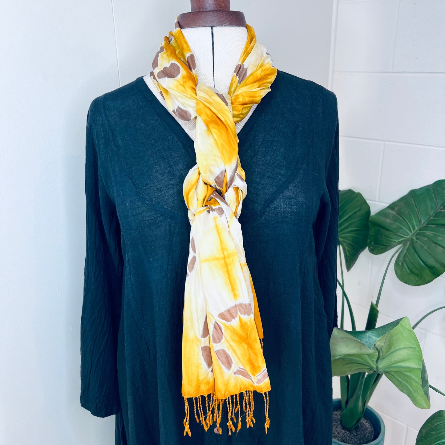 Daisy, Handwoven 100% Mulberry Silk Tie Dye Scarf | Scrunched