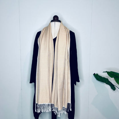 Beige, Leafy Handwoven 100% Cotton Scarf | Shawl