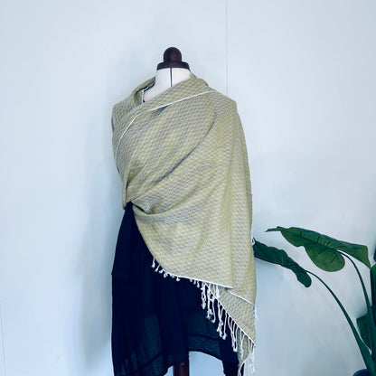 Classic Cream, Butterfy Handwoven 100% Cotton Scarf | Shawl