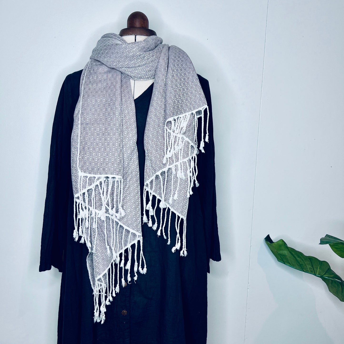 Pastel Grey, Butterfy Handwoven 100% Cotton Scarf | Shawl
