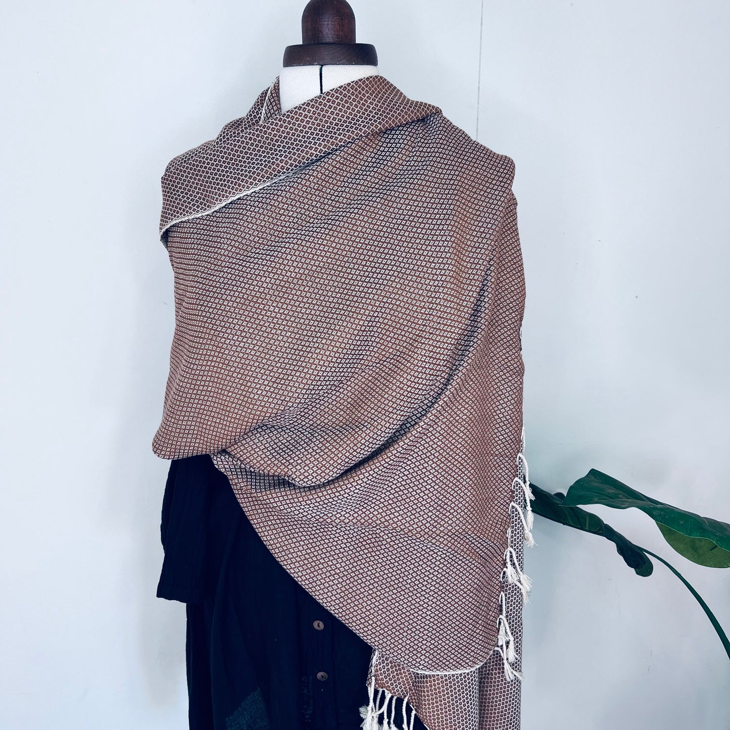 Brown, Petals Handwoven 100% Cotton Scarf | Shawl