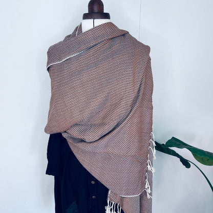 Brown, Petals Handwoven 100% Cotton Scarf | Shawl