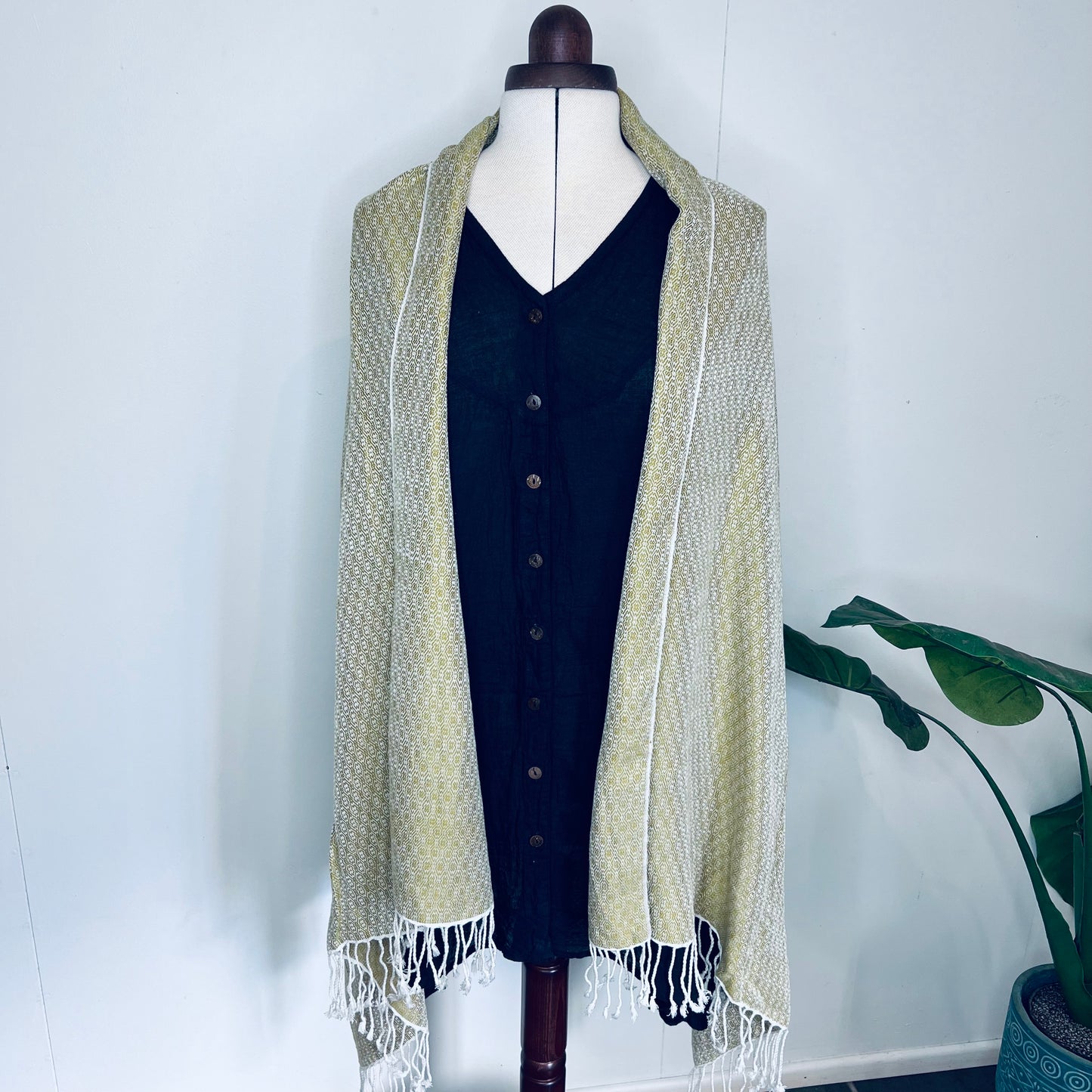 Classic Cream, Butterfy Handwoven 100% Cotton Scarf | Shawl