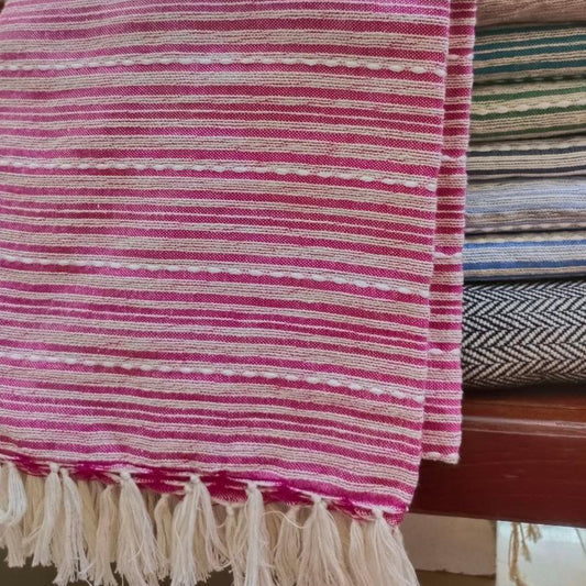Pink, Handwoven 100% Cotton, Picnic Mat, Chair Cover, Table Runner