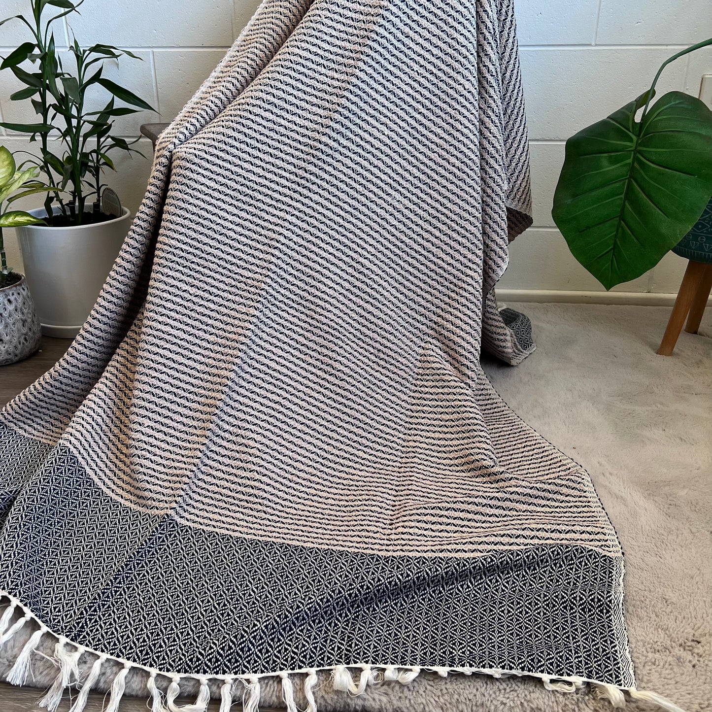 Cotton Throw Blanket for Bed | Sofa | Chair | Couch | Travel - 120cm x 240cm | Miss Topaz