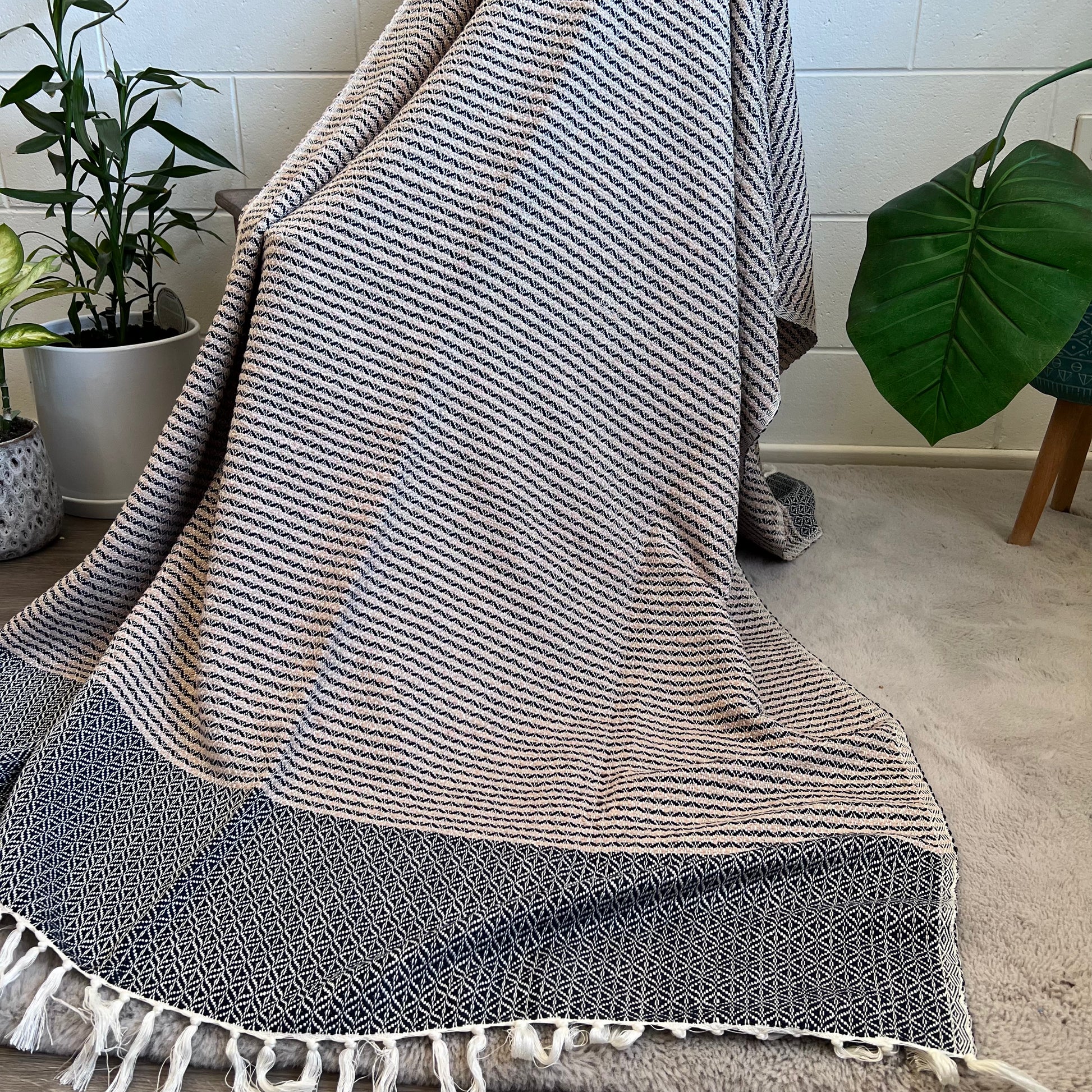Cotton Throw Blanket for Bed | Sofa | Chair | Couch | Travel - 120cm x 240cm | Miss Topaz