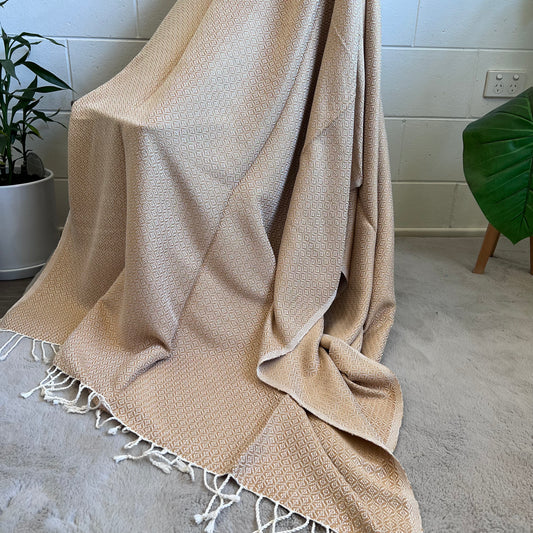Cotton Throw Blanket for Bed | Sofa | Chair | Couch | Travel - 120cm x 240cm | Miss Topaz
