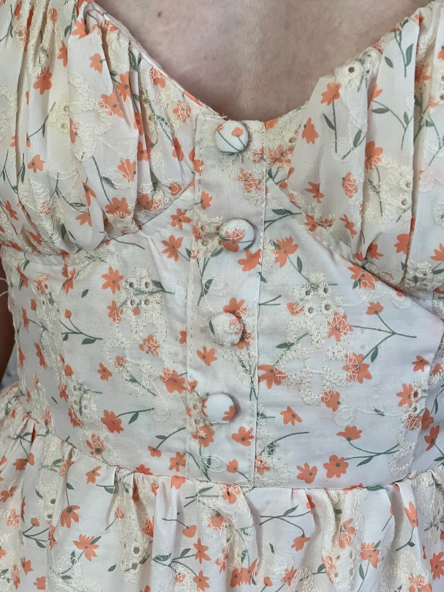 Tie Up Embroidered Midi Dress