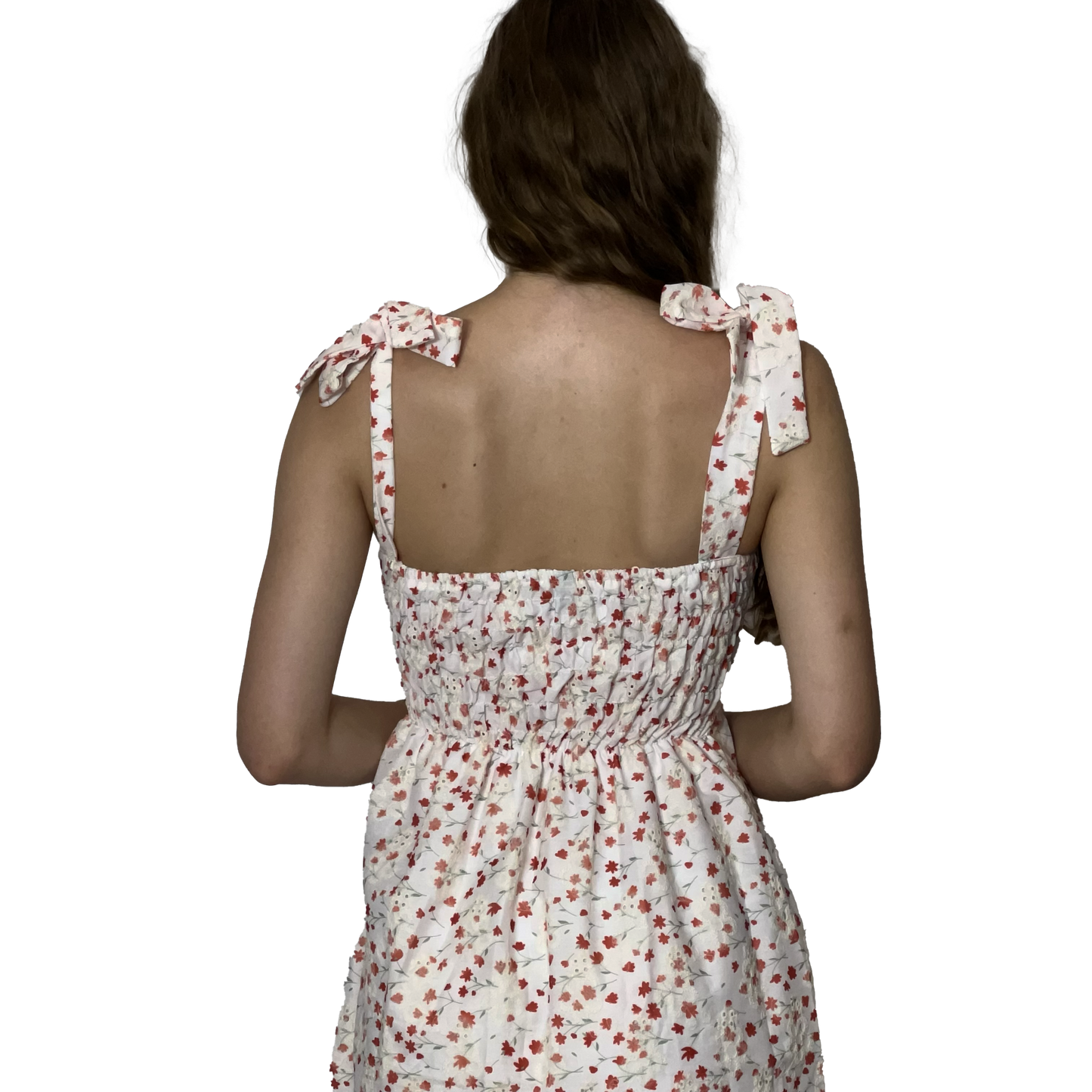 Tie Up Embroidered Midi Dress