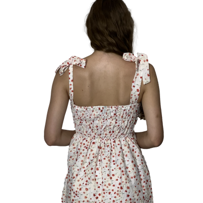 Tie Up Embroidered Midi Dress