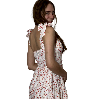 Tie Up Embroidered Midi Dress