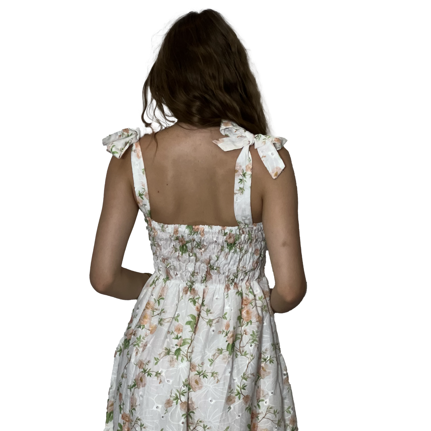 Tie Up Embroidered Midi Dress