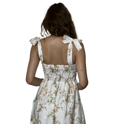 Tie Up Embroidered Midi Dress