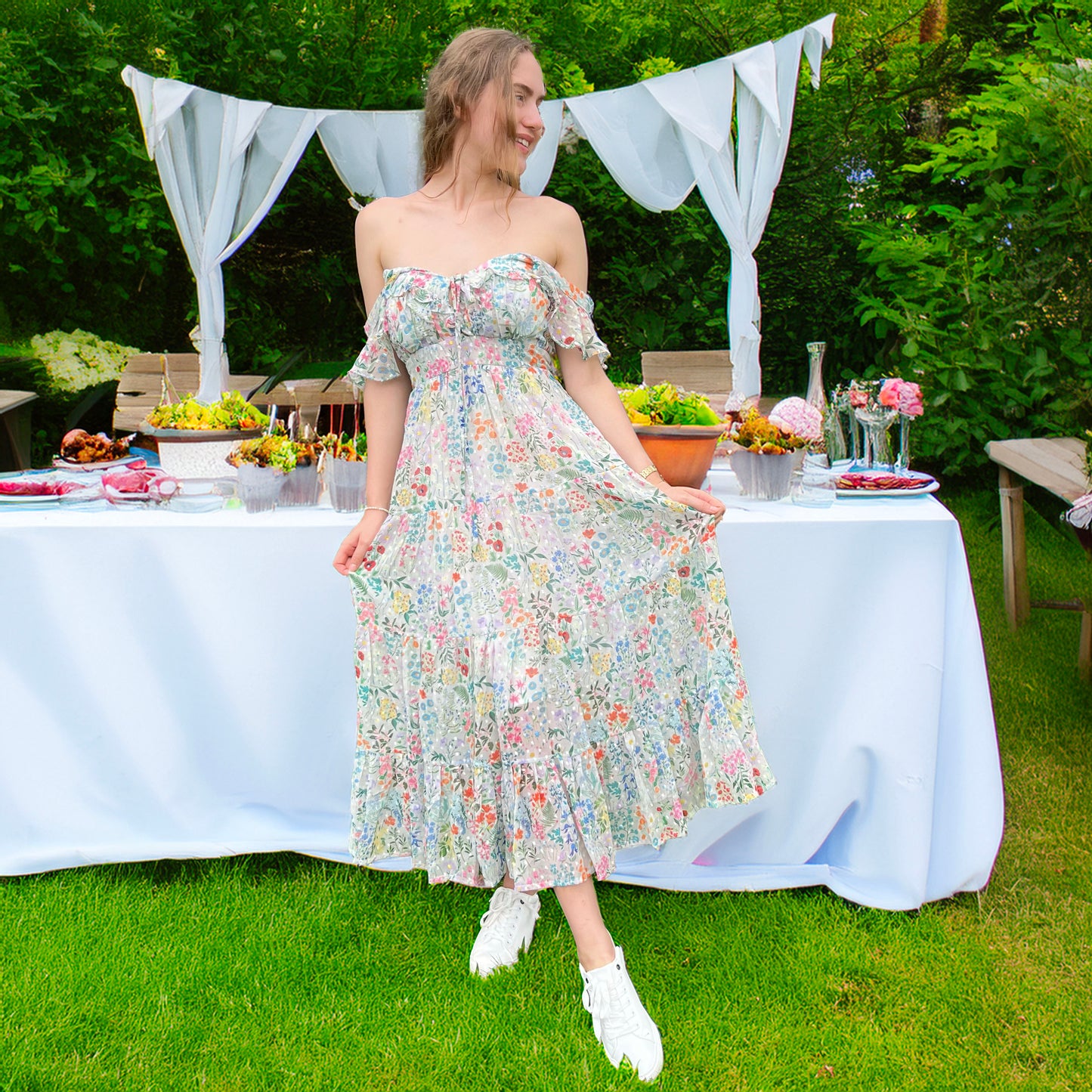 Chiffon Sweetheart Maxi Dress
