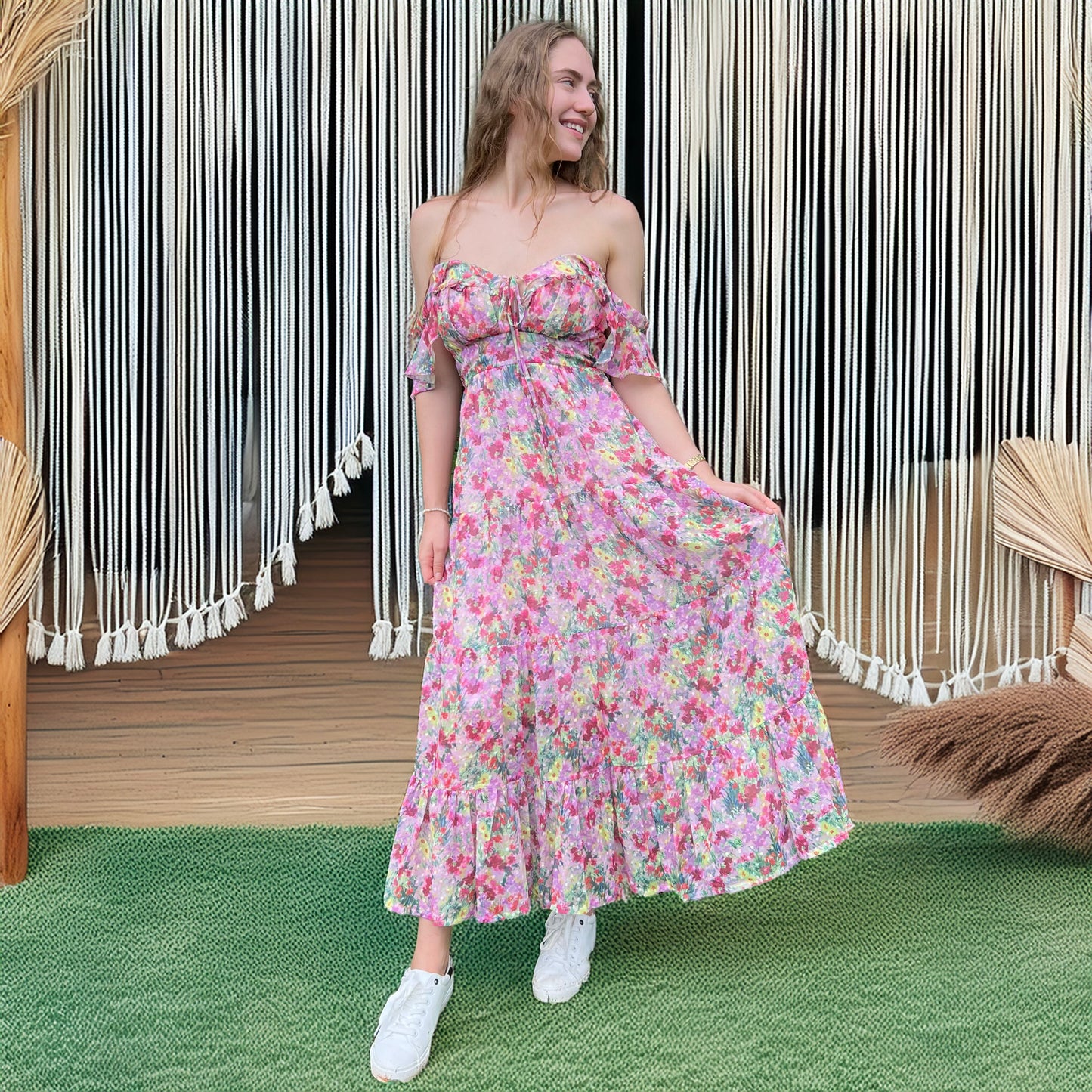 Chiffon Sweetheart Maxi Dress